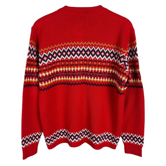 Vintage 50s Union Made Fairisle Orlon Acrylic Long Sleeve Cardigan Sweater S - Picture 2 of 6
